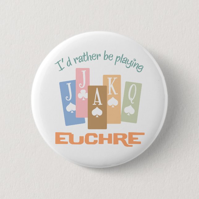 Retro Eher Euchre Spielen Button (Vorderseite)