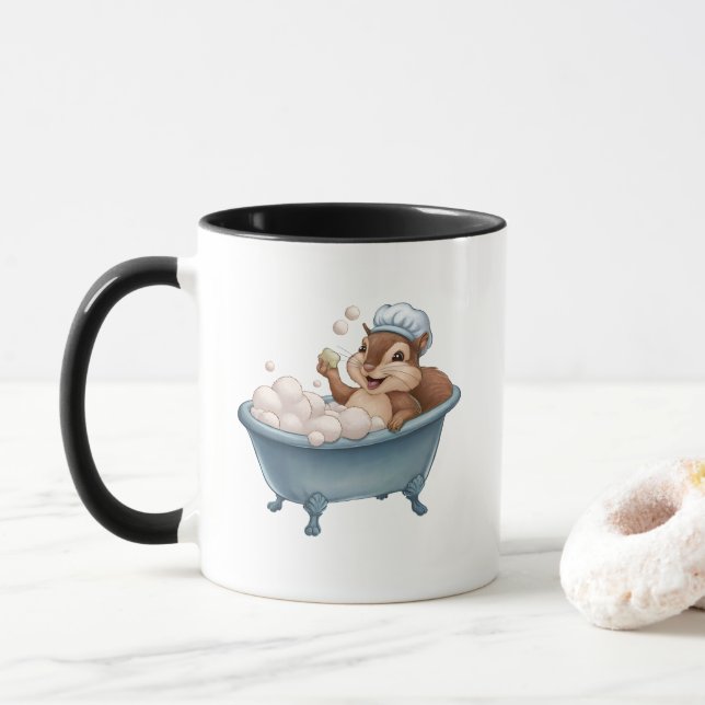 Retro Eichhörnchen Babydusche Tasse (Mit Donut)