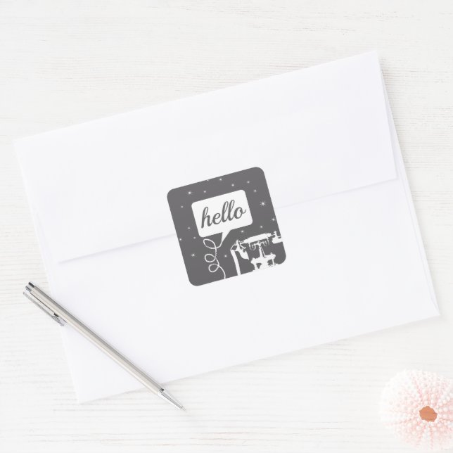 Retro eines beliebigen Farbfernsprechmusters Quadratischer Aufkleber (Umschlag)