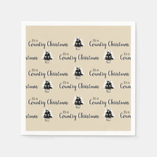 Retro einfaches beiges Land-Weihnachtsbaum-Muster Serviette