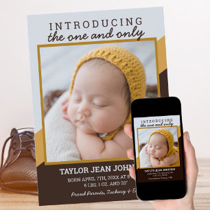 Retro-Einführung Baby Foto Geburtsankündigung Ankündigung