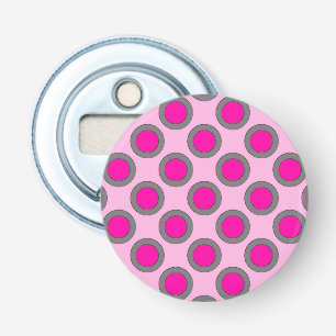 Retro eingekreiste Punkte, Fuchsie, grau und rosa Flaschenöffner