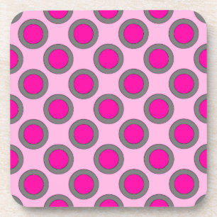Retro eingekreiste Punkte, Fuchsie, grau und rosa Getränkeuntersetzer