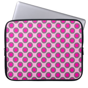 Retro eingekreiste Punkte, Fuchsie, grau und rosa Laptopschutzhülle