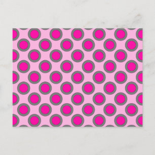 Retro eingekreiste Punkte, Fuchsie, grau und rosa Postkarte