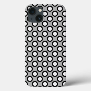 Retro eingekreiste Punkte, grau, schwarz und weiß Case-Mate iPhone Hülle