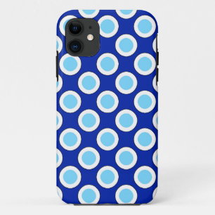Retro eingekreiste Punkte, kobaltblau und weiß iPhone 11 Hülle