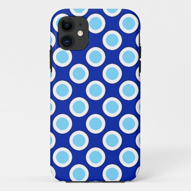 Retro eingekreiste Punkte, kobaltblau und weiß Case-Mate iPhone Hülle (Rückseite)