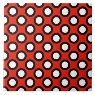 Retro eingekreiste Punkte, Rot, Schwarzweiss Fliese