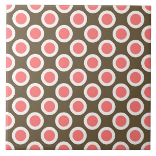 Retro eingekreiste Punkte, Taupe und Korallenrosa Fliese