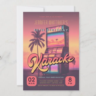 Retro-Einladung zum 30. Geburtstag-Karaoke-Party Einladung