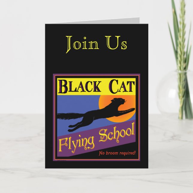 Retro-Einladungen für die schwarze Katze Einladung (Vorderseite)