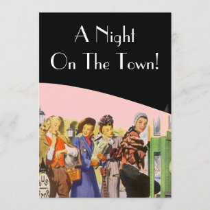Retro Einladungen Nacht auf dem Bachelorette