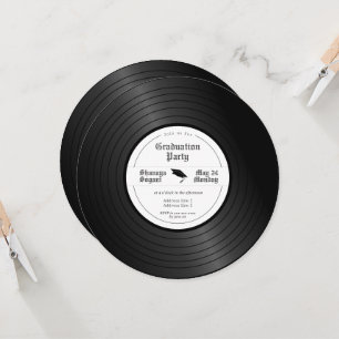 Retro Einmaliges Vinyl Record Graduierungsparty Einladung
