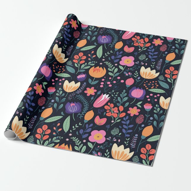 Retro Einzigartiger Fetter Boho-Stil Verspielter F Geschenkpapier (Ungerollt)