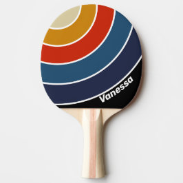 Retro-Eis-Regenbogen-Kreis-Streifen mit Namen Tischtennis Schläger