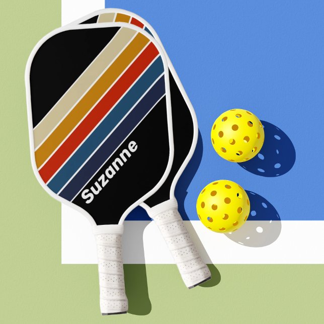 Retro-Eis-Regenbogen mit Namen Pickleball Schläger (Von Creator hochgeladen)