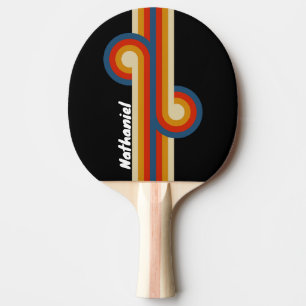 Retro-Eis-Regenbogen-Schleife mit Namen Tischtennis Schläger