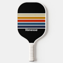 Retro-Eis-Regenbogen über Streifen mit Namen Pickleball Schläger
