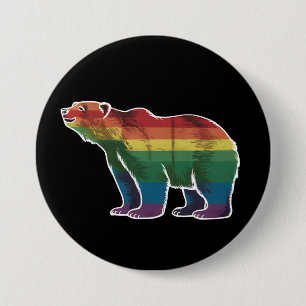 Retro Eisbär Regenbogen Lesbisch LGBT Schwul Stolz Button