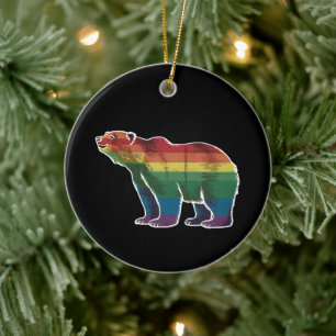 Retro Eisbär Regenbogen Lesbisch LGBT Schwule Prid Keramik Ornament