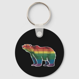 Retro Eisbär Regenbogen Lesbisch LGBT Schwule Prid Schlüsselanhänger