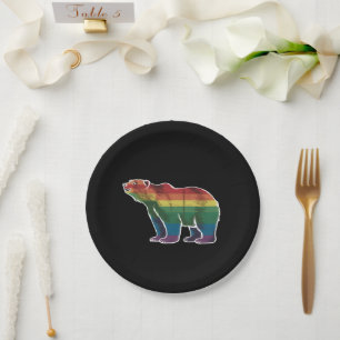 Retro Eisbär Regenbogen Lesbisch LGBT Schwulen Sto Pappteller