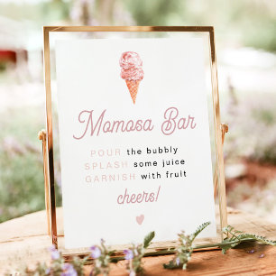 Retro-Eiscreme-Baby-Shower-Momosa-Bar-Schild Poster