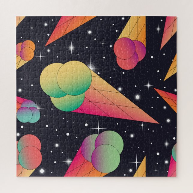 Retro-Eiscreme, kosmische Neon. (Vertikal)