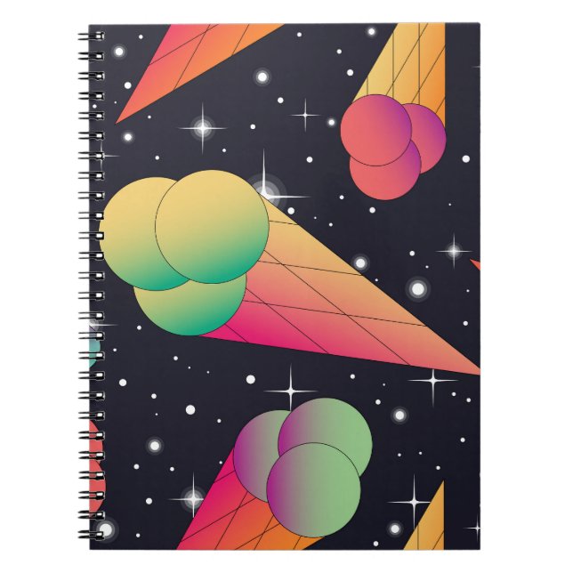 Retro-Eiscreme, kosmische Neon. Notizblock (Vorderseite)