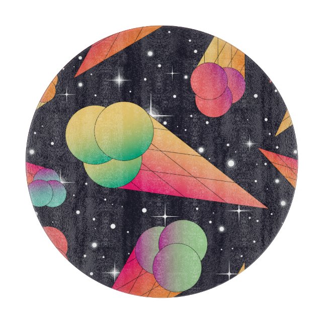 Retro-Eiscreme, kosmische Neon. Schneidebrett (Vorderseite)