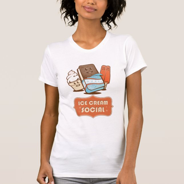 Retro Eiscreme-soziales T-Shirt (Vorderseite)