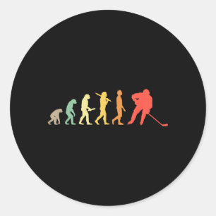 Retro-Eishockey-Evolution Geschenk für Eishockey Runder Aufkleber