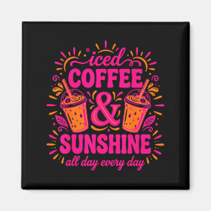 Retro Eiskaffee & Sonnenschein lustiger Sommer Magnet