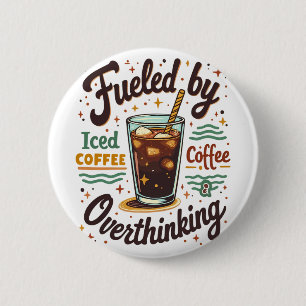 Retro-Eiskaffee und Überdenken Lustiges Grafikdesi Button