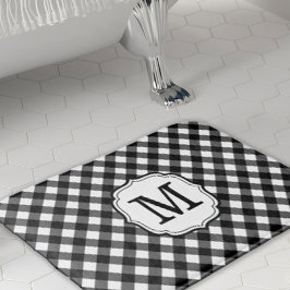 Retro Elagant Personalized Gingham Bath Mat Badematte