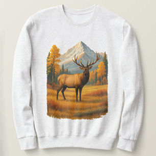 Retro Élan   Sweat à capuche vintage scène de chas