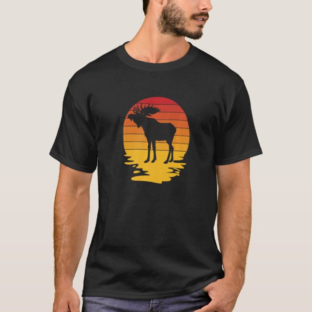 Retro Elch Jagd Hirsche Elche T-Shirt (Vorderseite)
