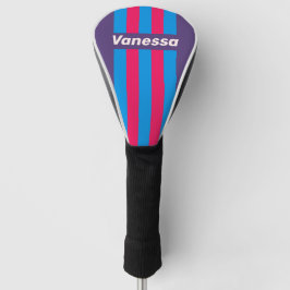 Retro Electric Grape Pin Stripes with Name Golf Headcover