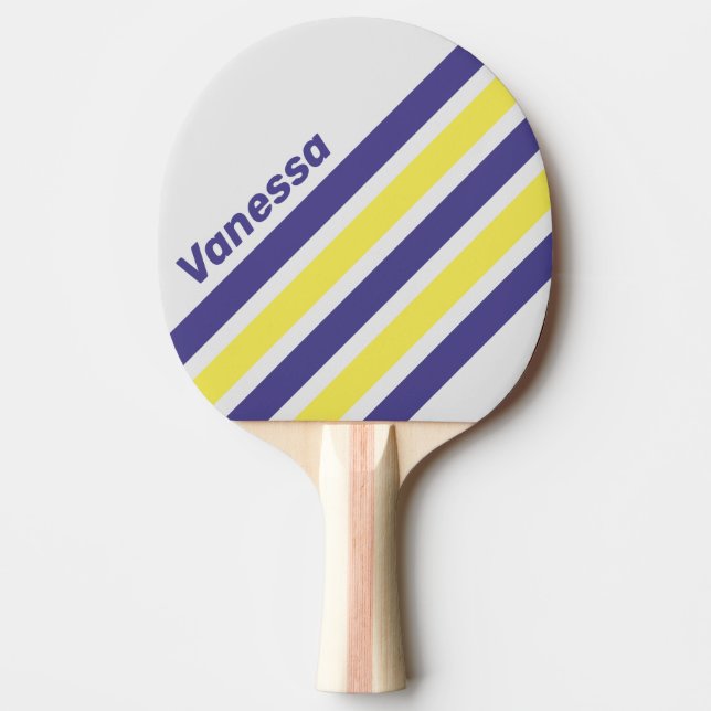 Retro Electric Lemon Grape Angled Stripe with Name Tischtennis Schläger (Vorderseite)