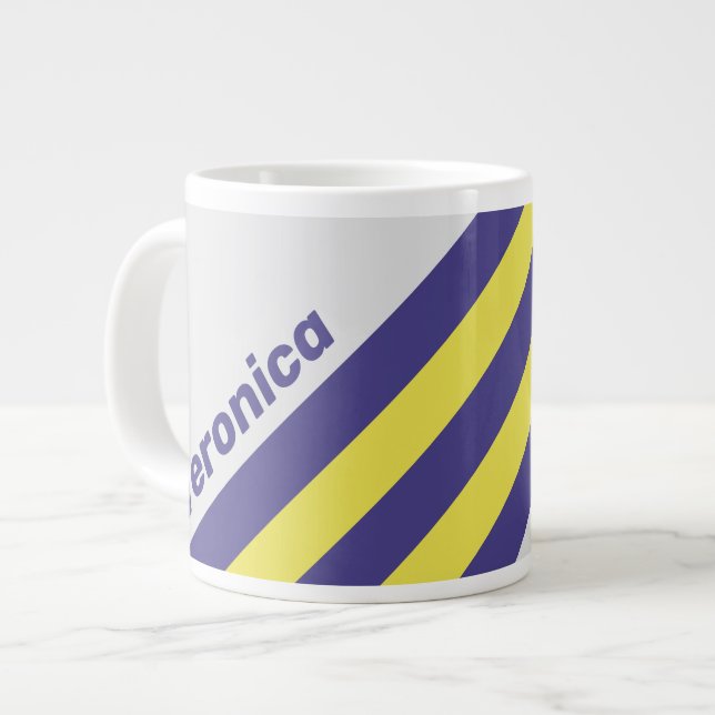 Retro Electric Lemon Grape Stripes with Name Jumbo-Tasse (Vorderseite Links)