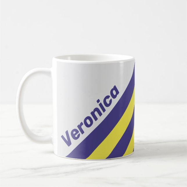 Retro Electric Lemon Grape Stripes with Name Kaffeetasse (Links)