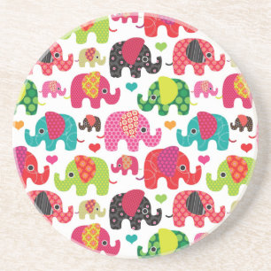 Retro Elefant scherzt Mustertapete Getränkeuntersetzer
