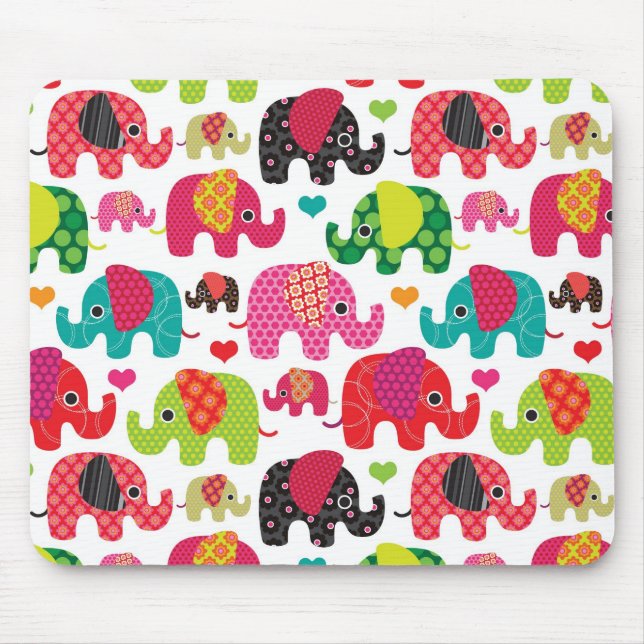 Retro Elefant scherzt Mustertapete Mousepad (Vorne)