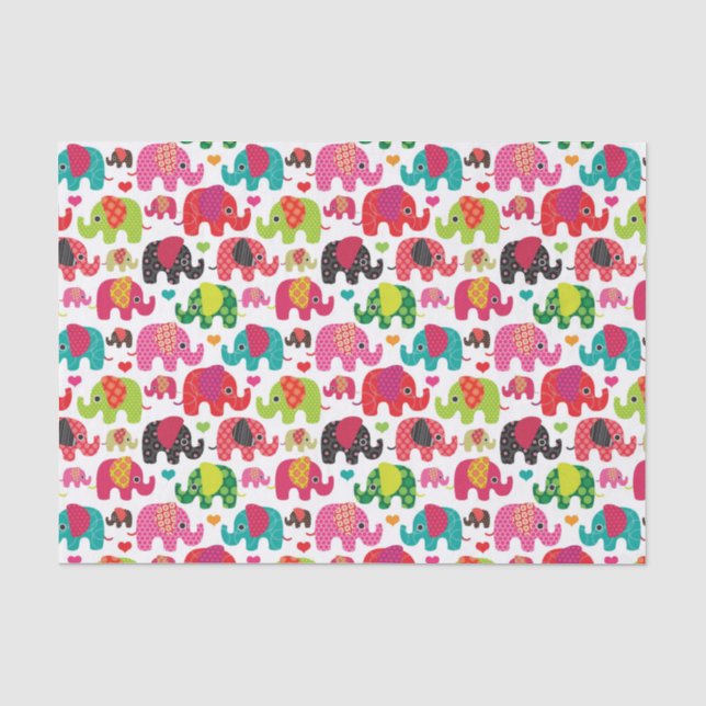 Retro Elefant scherzt Mustertapete Seidenpapier (Vorderseite)