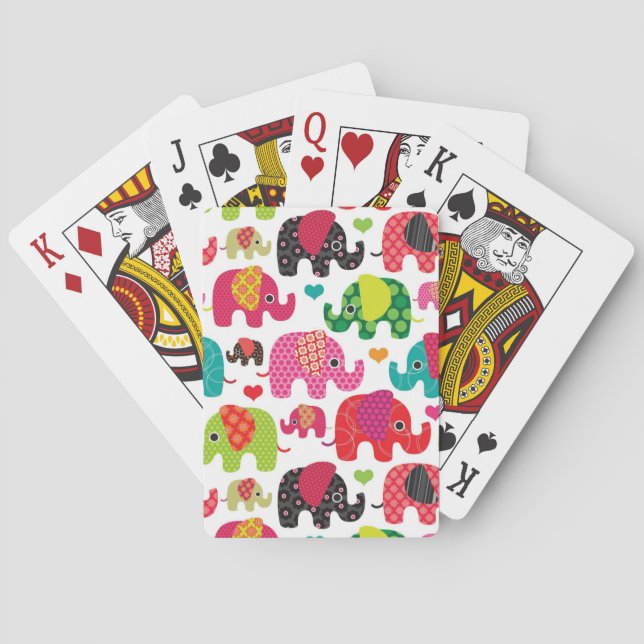 Retro Elefant scherzt Mustertapete Spielkarten (Rückseite)