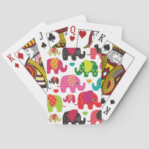 Retro Elefant scherzt Mustertapete Spielkarten