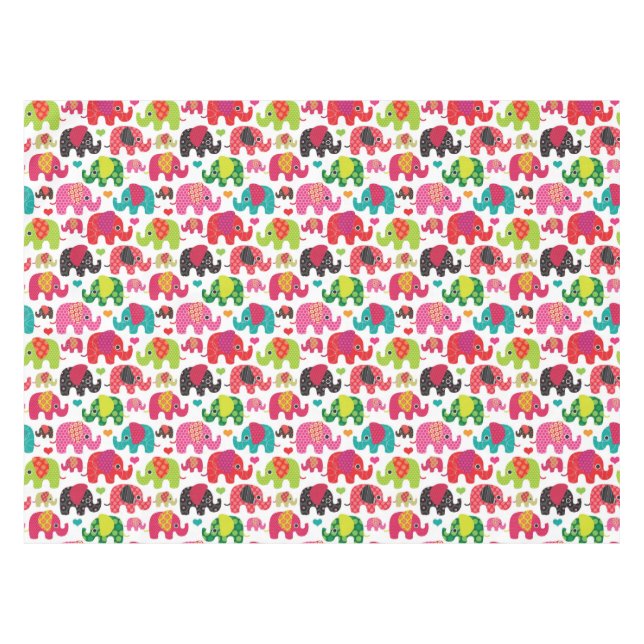 Retro Elefant scherzt Mustertapete Tischdecke (Vorderseite (Horizontal))