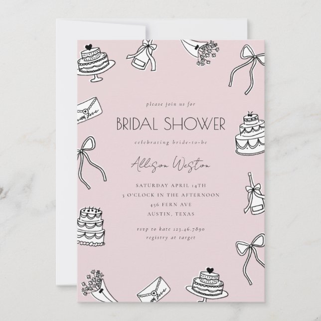 Retro Elegant Bridal Shower Invitation Einladung (Vorderseite)