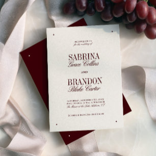 Retro Elegant Burgundy & Ivory Formal Wedding Einladung